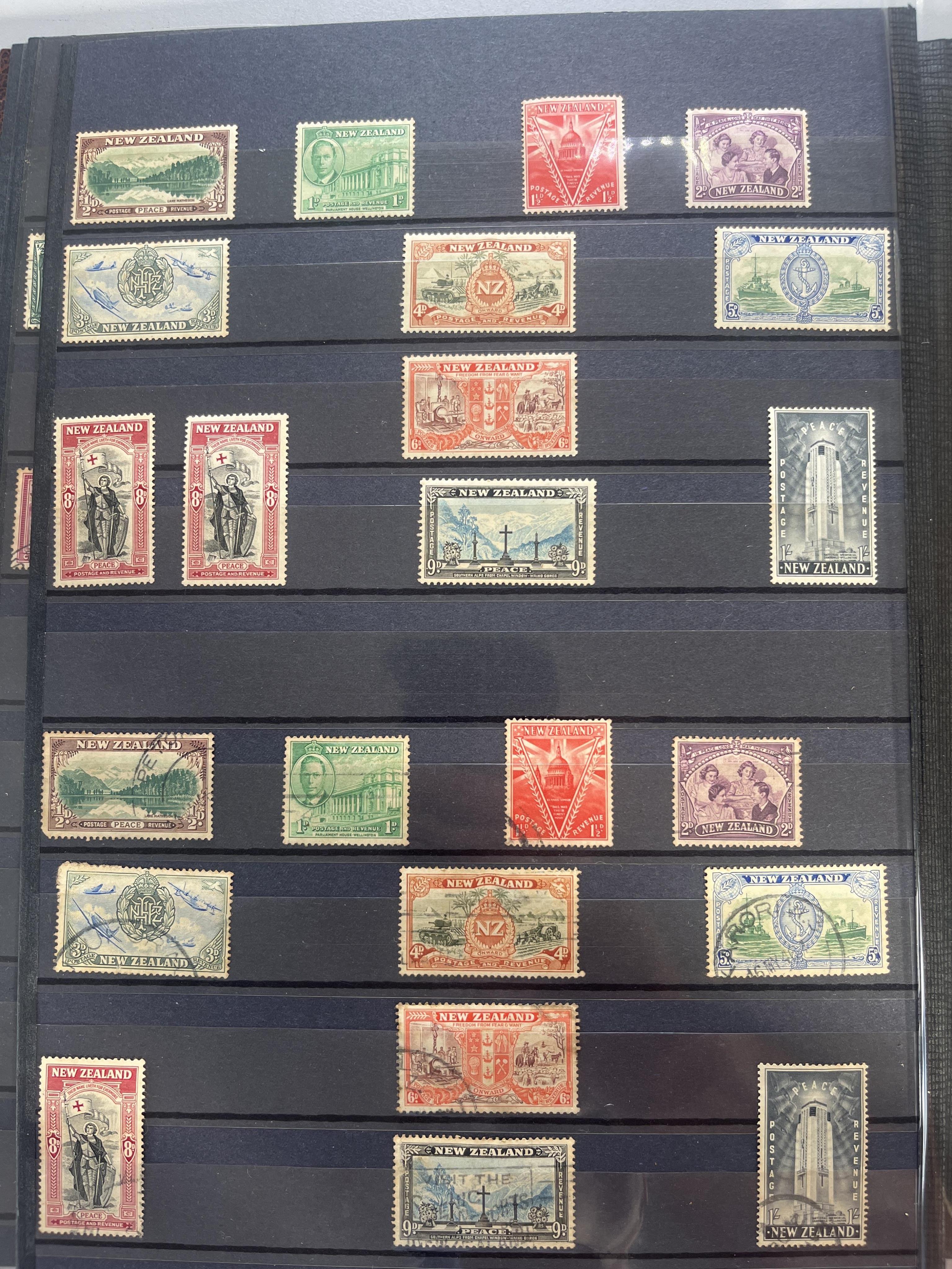 An album of New Zealand stamps, Victoria to QEII, mostly used, some mint unused stamps, British various world stamps and covers, Including New Zealand Victoria 6d in various colours, 3d, 2d, 1d